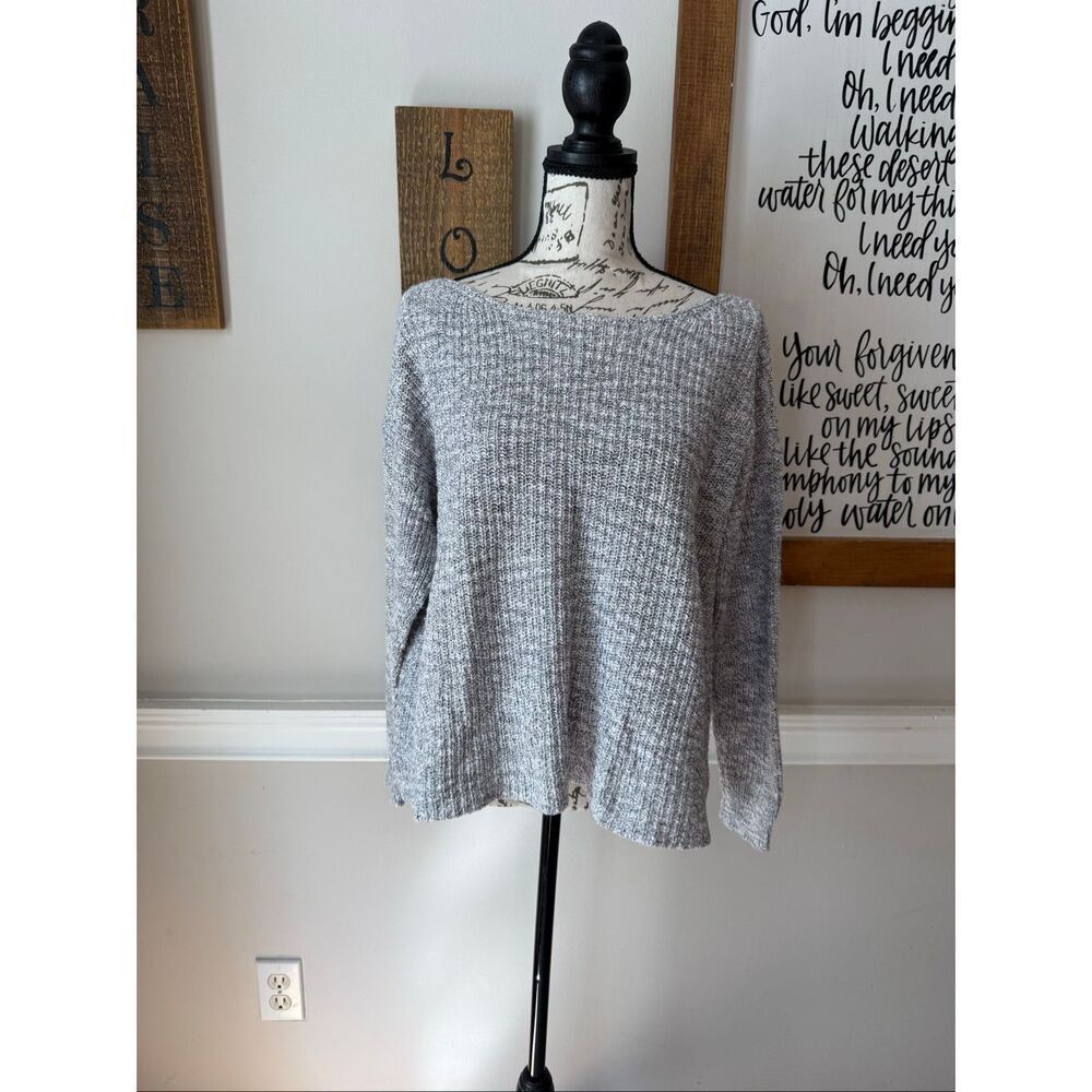 Madewell Women's Marled Knit Boat Neck Long Sleeve Pullover Sweater Gray Medium